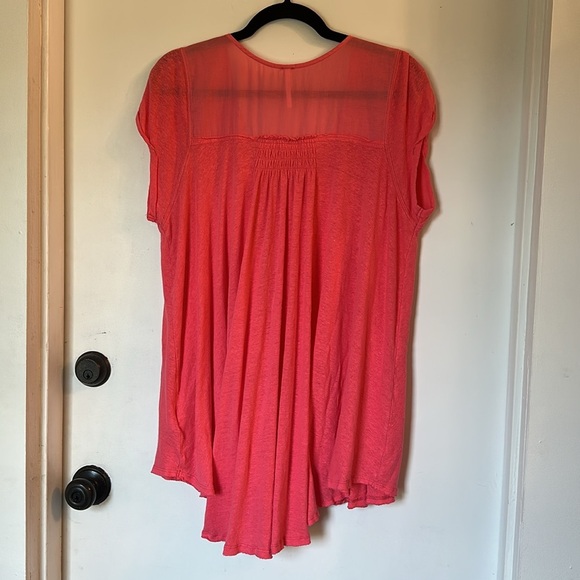 Free People Highland Smocked Shoulder Top Pink Size medium - Picture 7 of 7